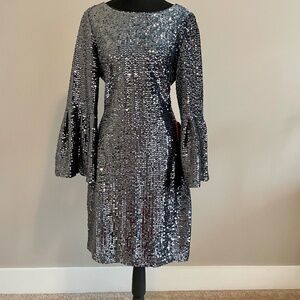 Nicole Miller NY Sequin Bell Sleeve Dress - Size 8
